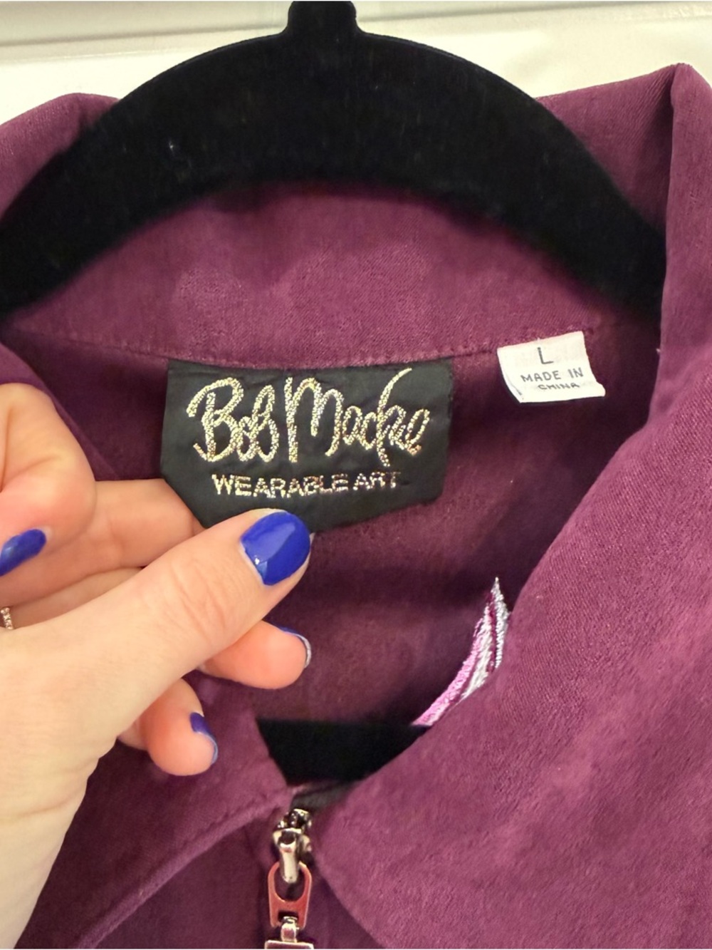Bob Mackie Wearable Art Purple Faux Suede Phoenix Jacket Boho Glam Vintage L - Picture 2 of 10